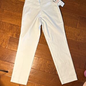 Charter Club White Petite Pull-On Slim Leg Pants w/Tummy Slimming